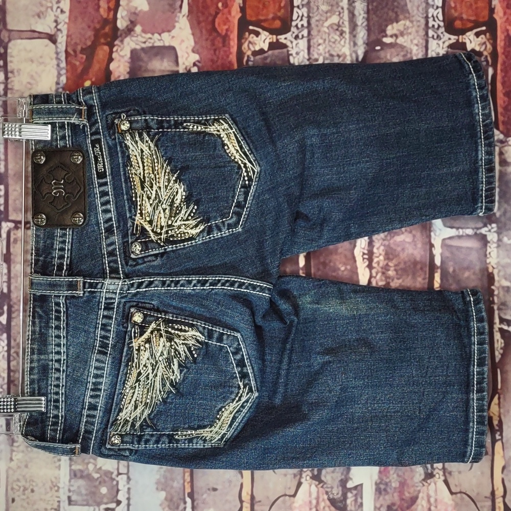 Miss Me Embellished Denim Bermuda Shorts
